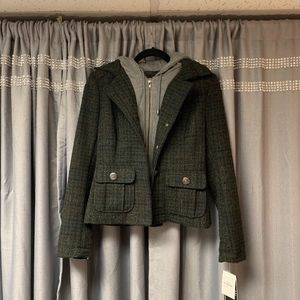 Blanc Noir Tweed Hooded Hoodie Jacket